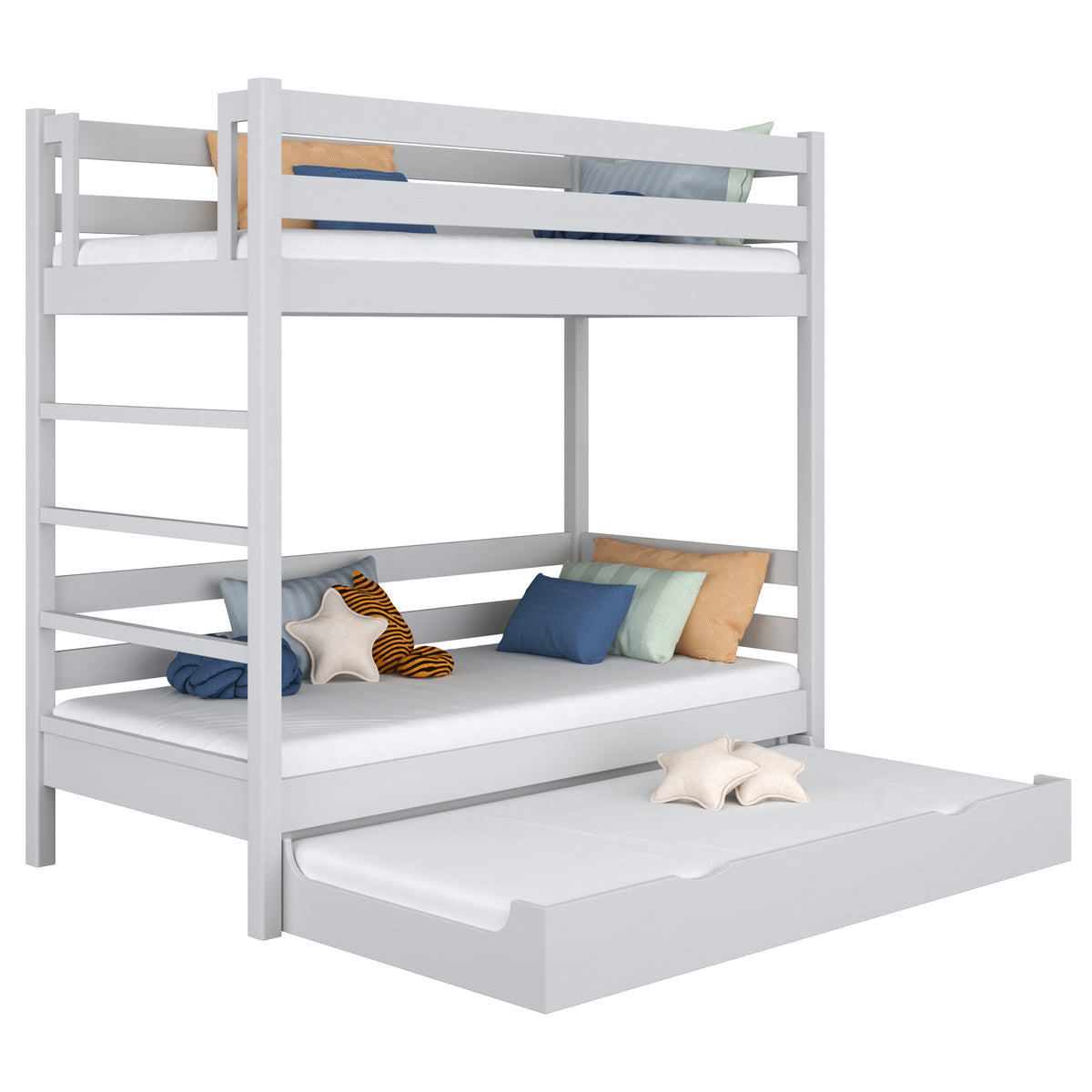 Lit superposé gris z tiroir na matelas – barrière, en bois, Nizio Home