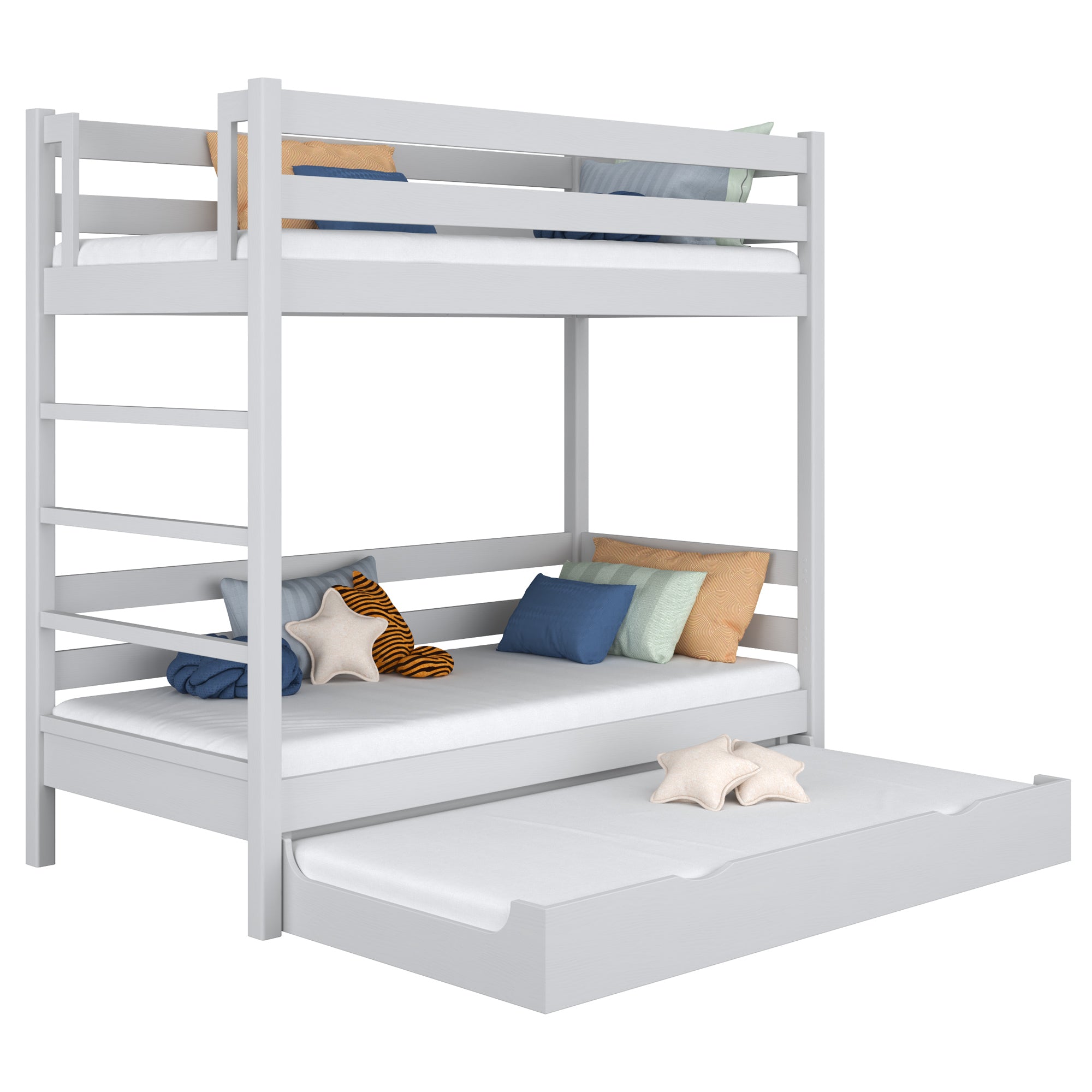 Lit superposé gris z tiroir na matelas – barrière, en bois, Nizio Home