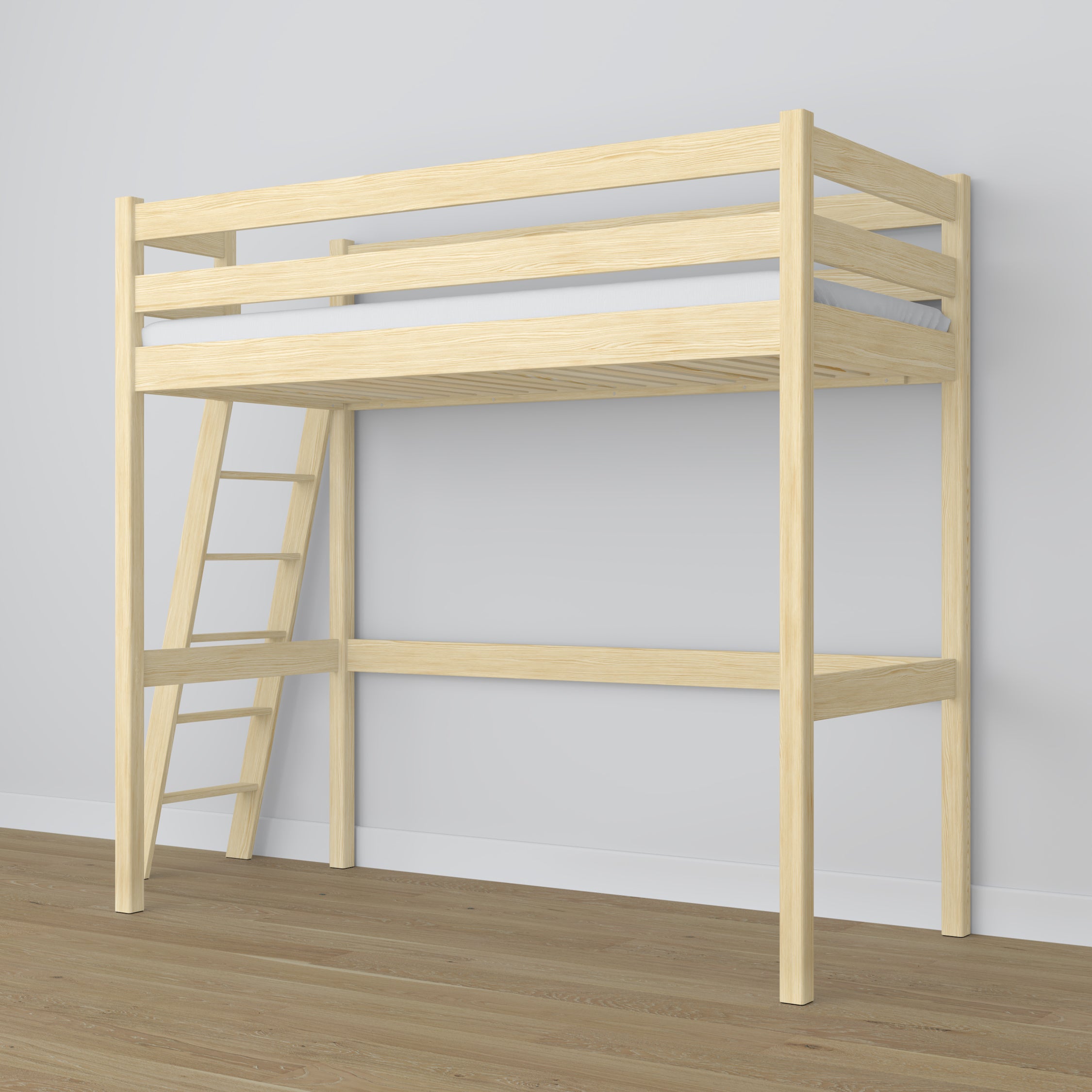 Lit mezzanine pin incolore dans la chambre d'enfant – décoration scandinave, en bois