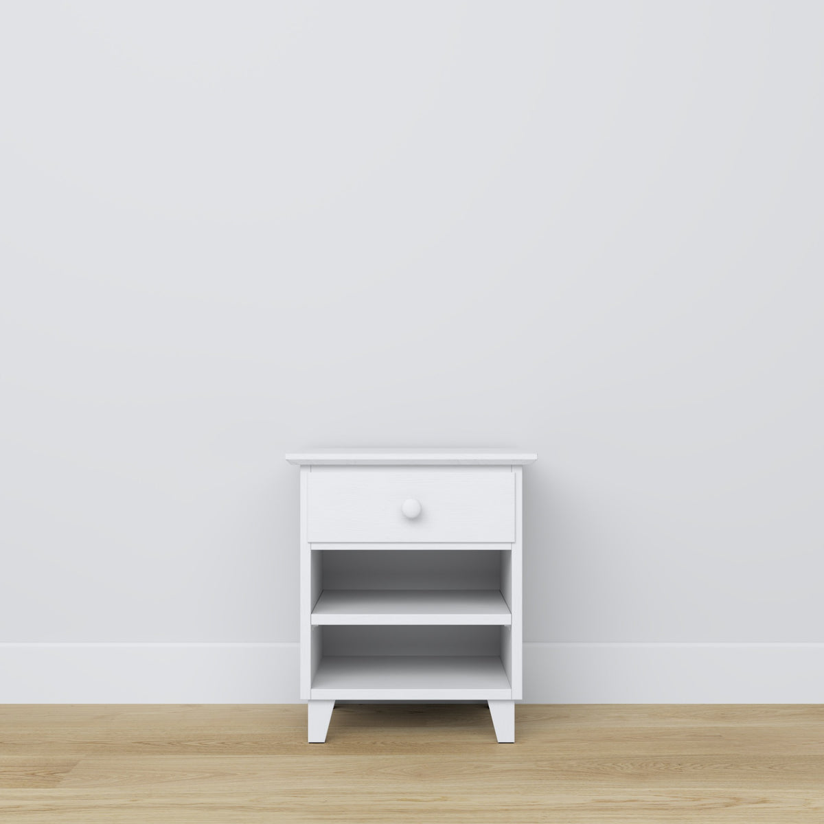 Table de chevet z tiroir N02 en bois blanc – chambre, style scandinave