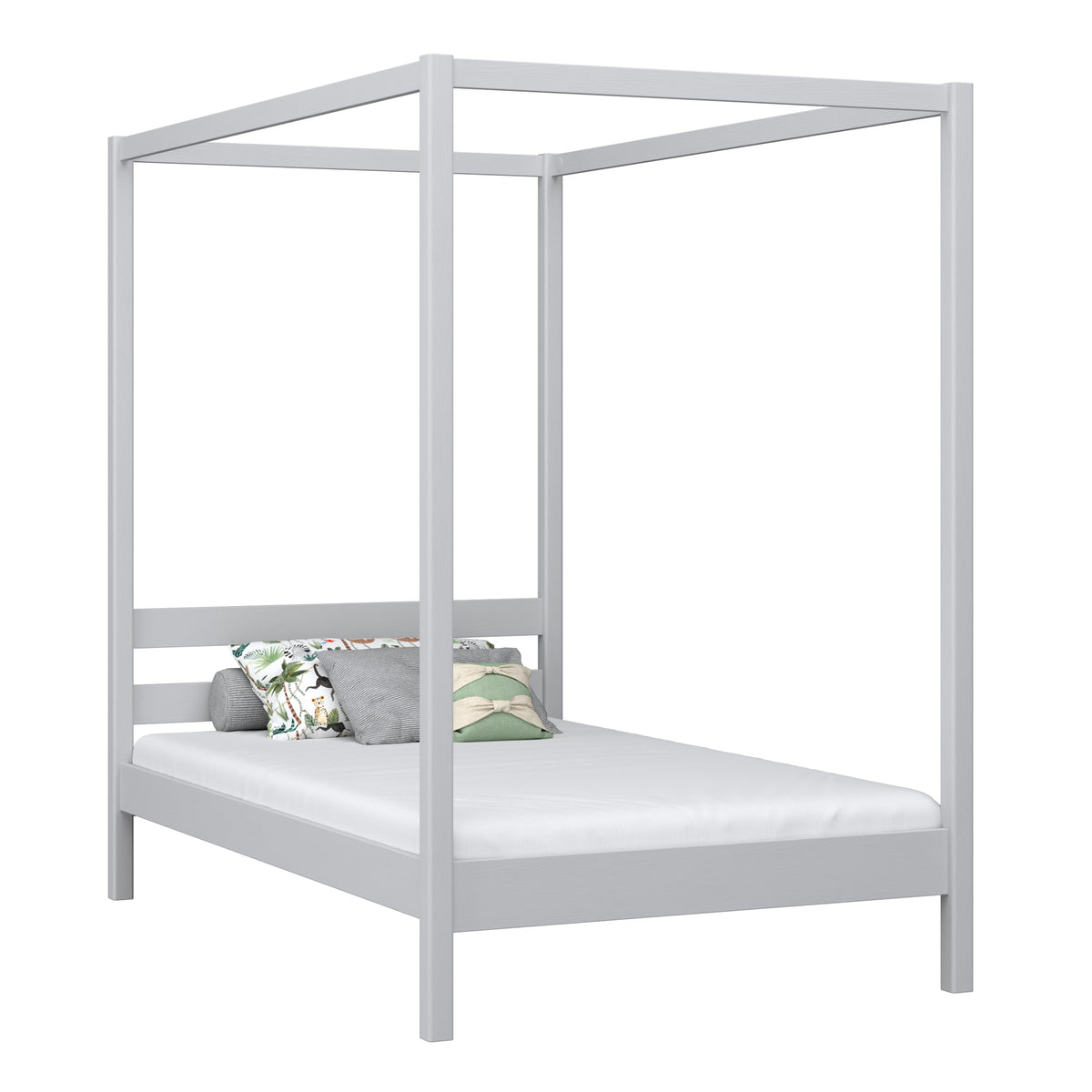 Lit à baldaquin en bois gris – chambre d'enfant, style scandinave Nizio