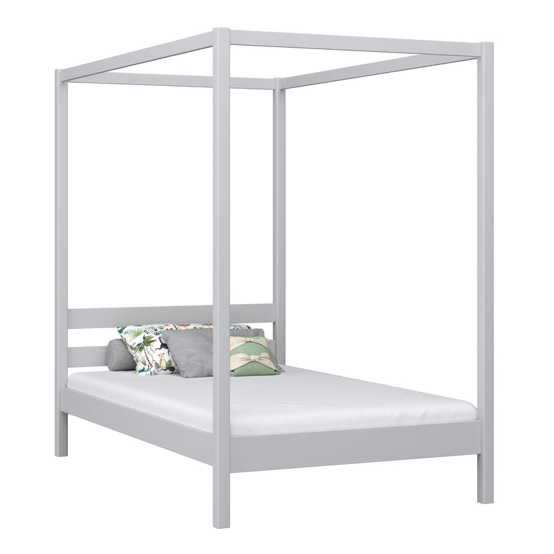 Lit à baldaquin en bois gris – chambre d'enfant, style scandinave Nizio