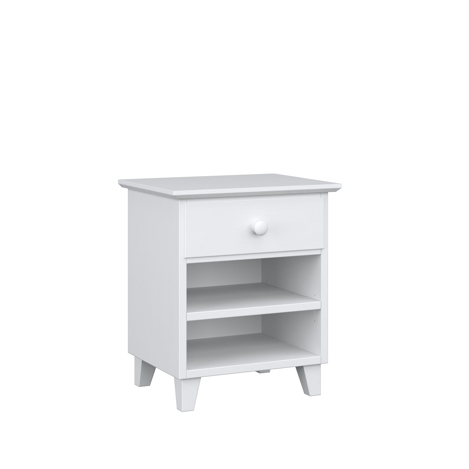 Table de chevet N02 en bois blanc w chambre – décoration avec lampe de nuit