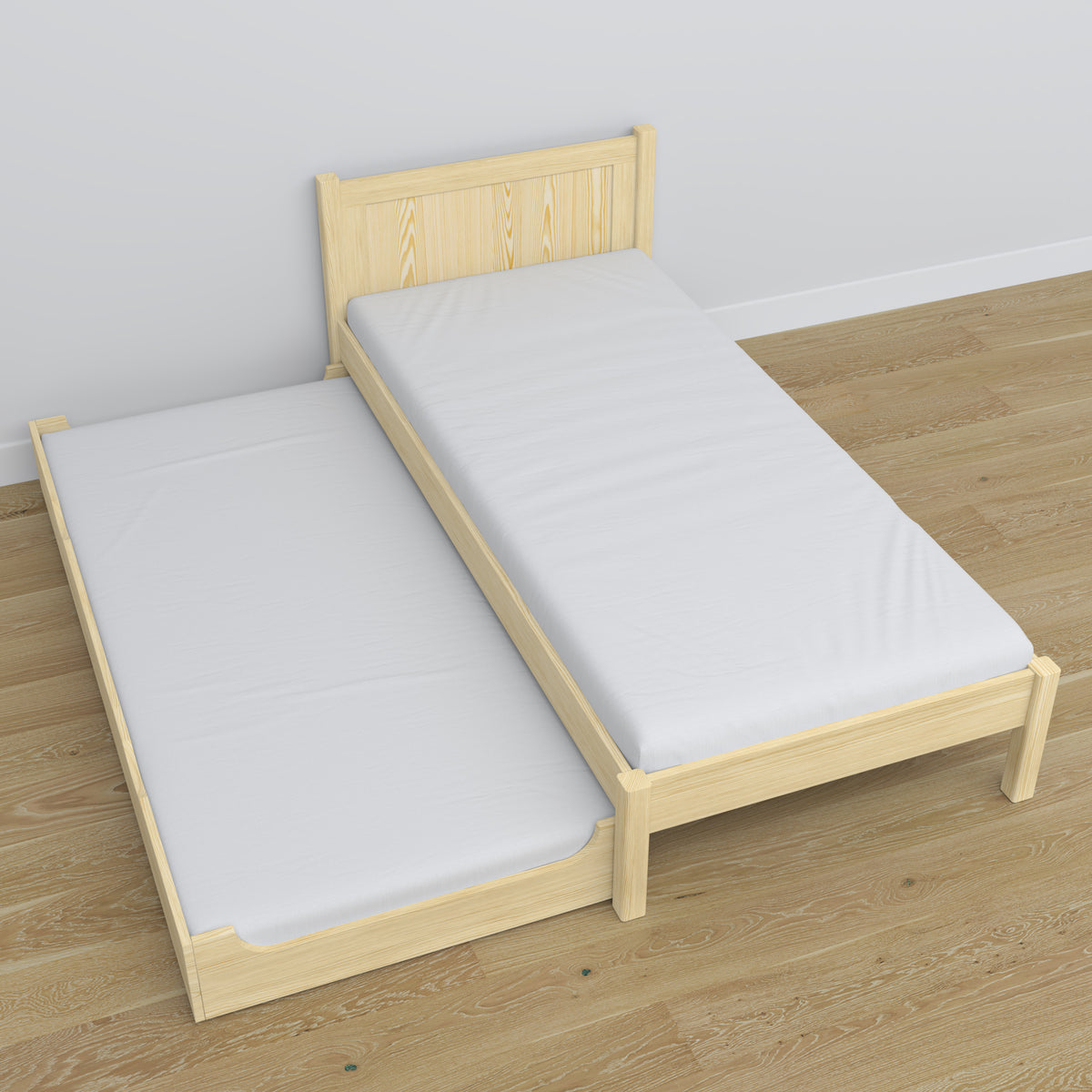 Lit avec tiroir pour matelas pin incolore en bois – dimensions, Nizio