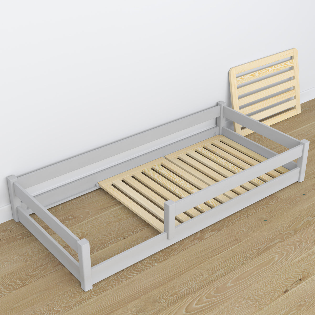 Lit bas gris en bois – dimensions et schéma, Nizio
