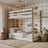 Lit superposé blanc-chêne z tiroir na matelas – barrière, en bois, Nizio Home