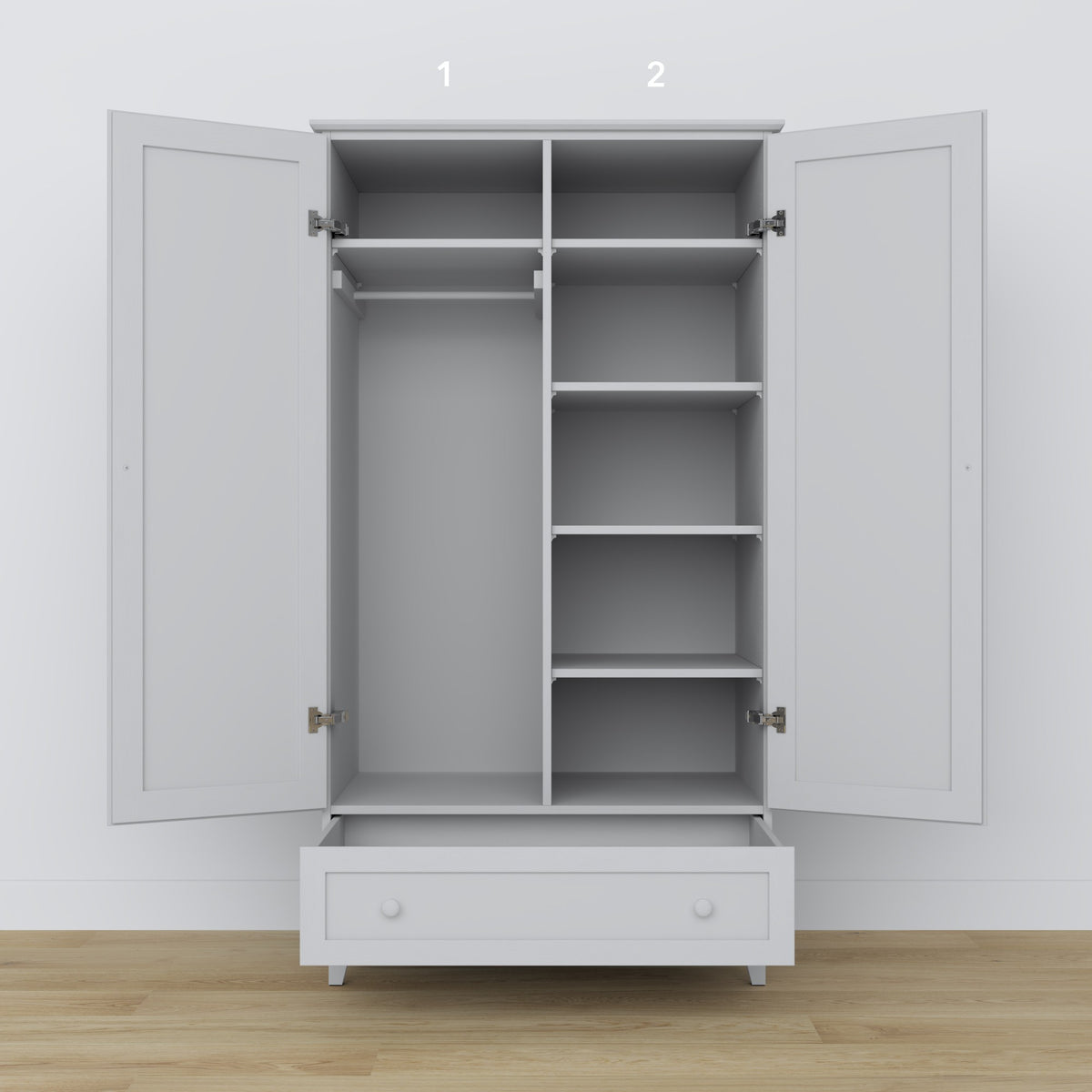 Wooden wardrobe 2D1S Scandi grey