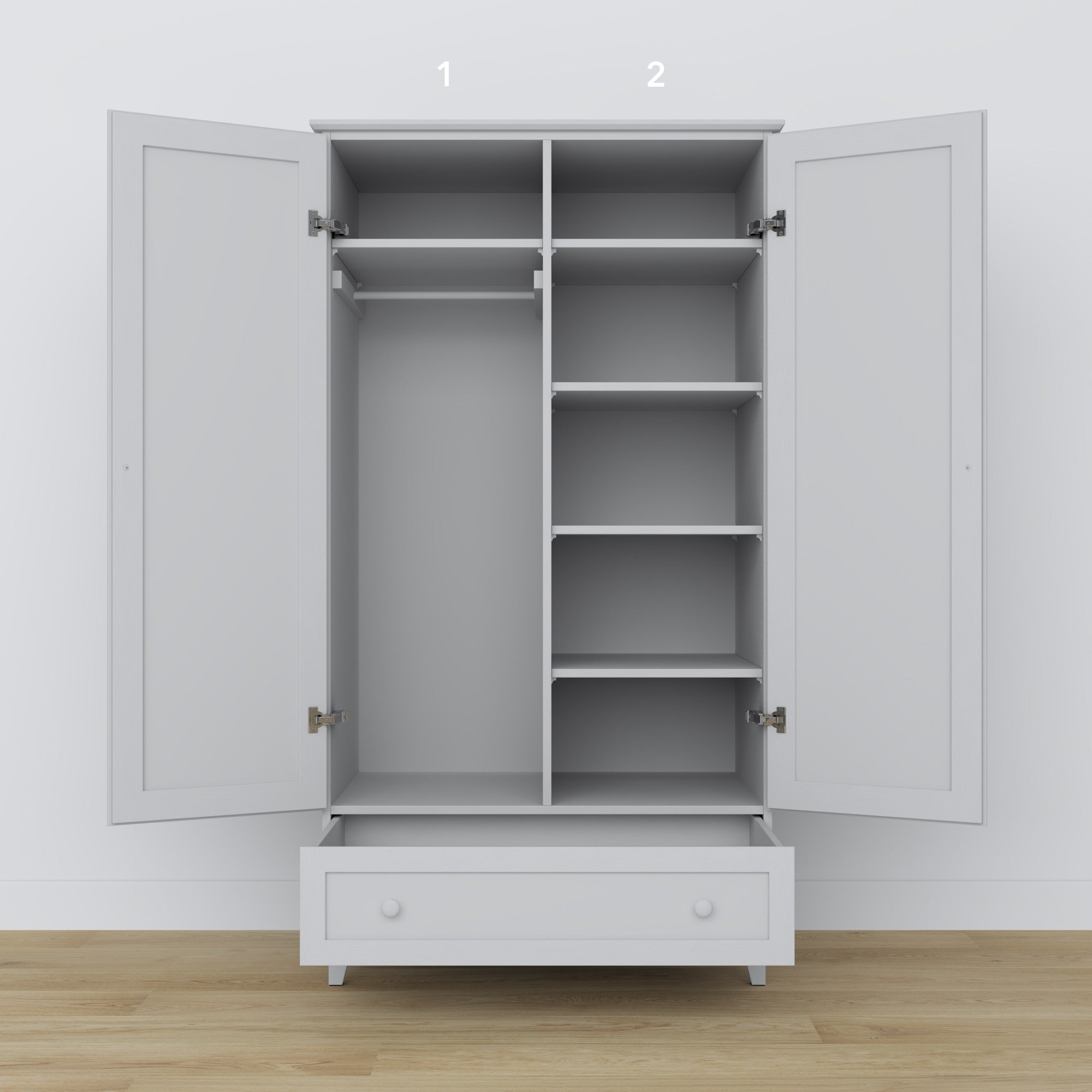 Wooden wardrobe 2D1S Scandi grey