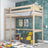 Bleached Oak Loft Bed – Free Space Under the Sleeping Area, Nizio