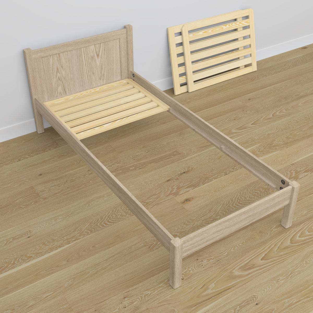 Lit avec tiroir pour matelas chêne blanchi en chêne – dimensions, Nizio