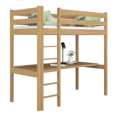 Lit mezzanine avec bureau en chêne chêne naturel – chambre d'enfant, scandinave Nizio