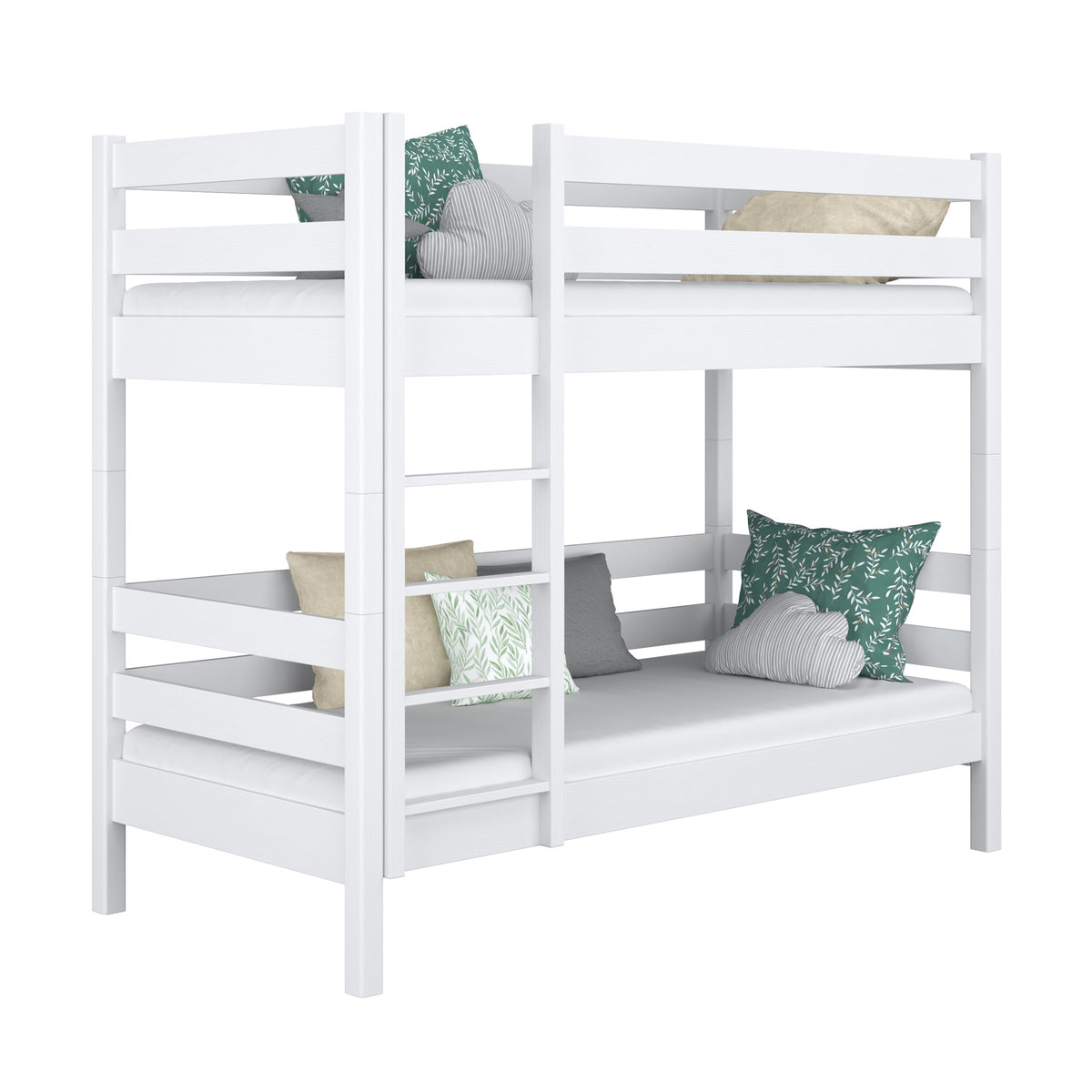 Lit superposé blanc – échelle i barrière ochronna en bois, Nizio Home