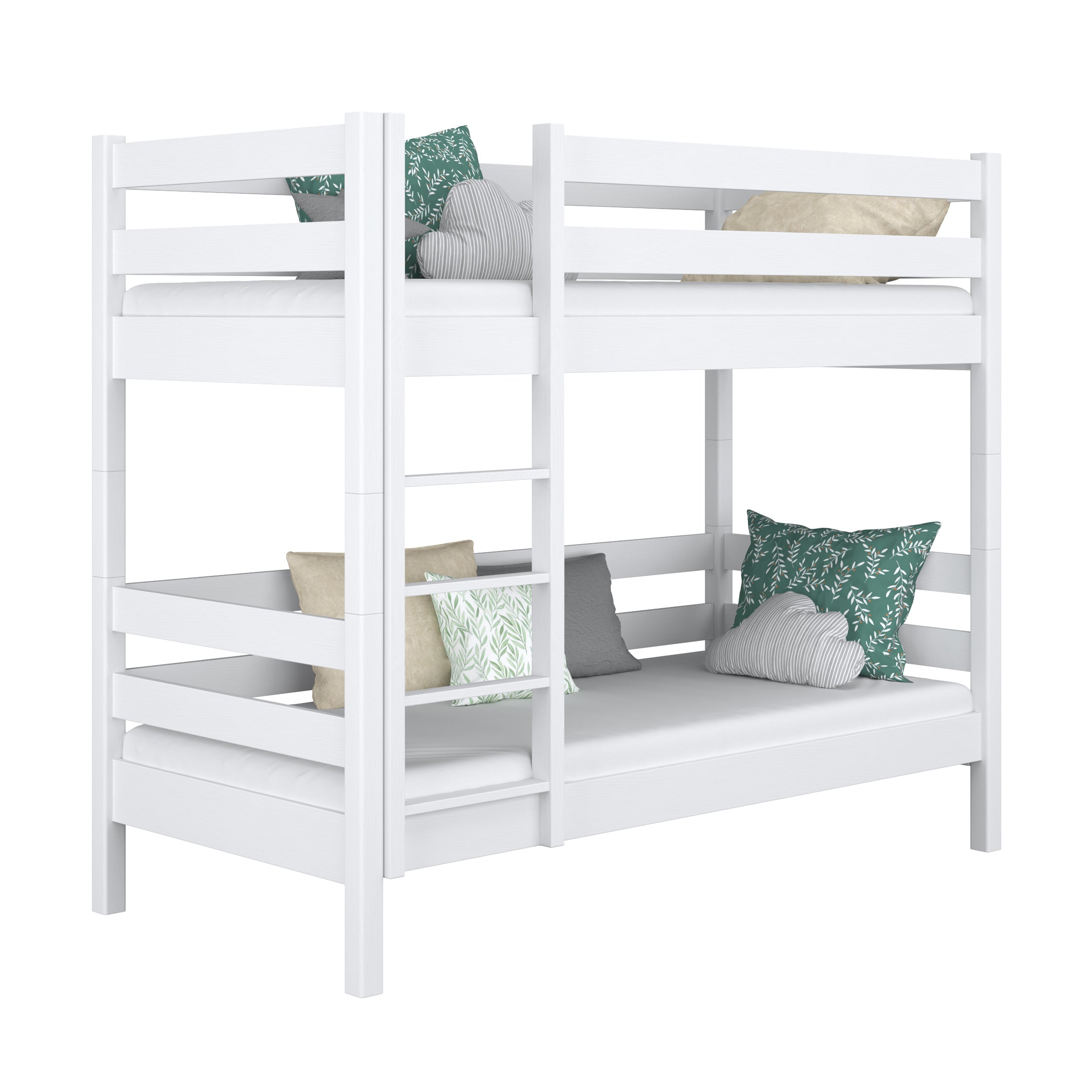 Lit superposé blanc – échelle i barrière ochronna en bois, Nizio Home
