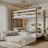 Lit superposé avec tiroir pour matelas en bois blanc-chêne – chambre d'enfant scandinave