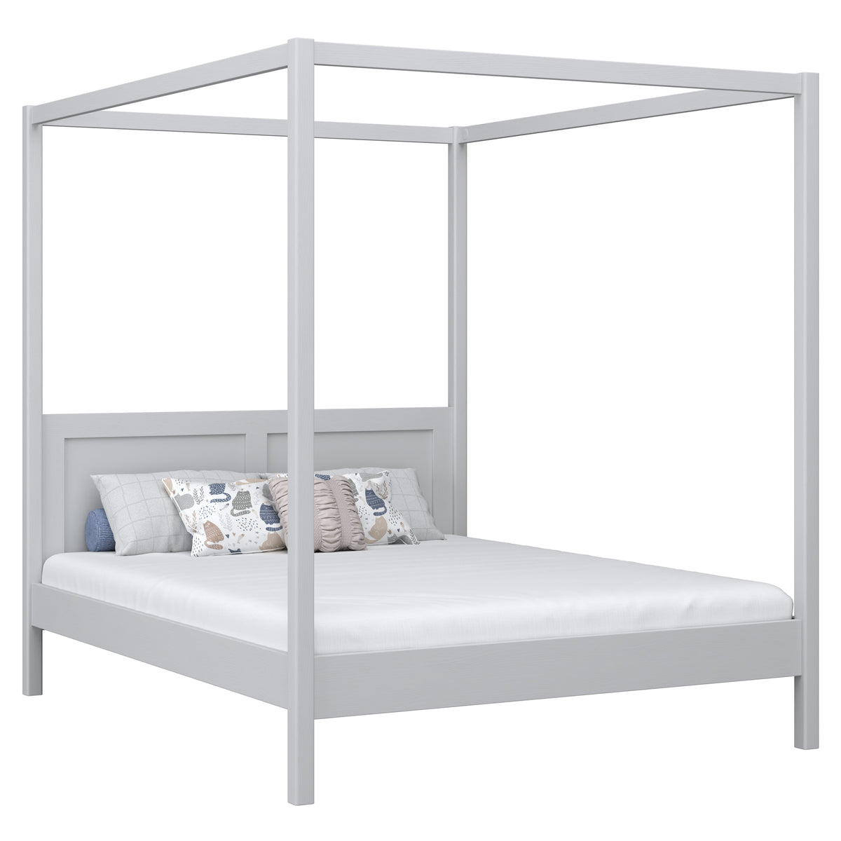 Lit double à baldaquin en bois gris – chambre, style scandinave