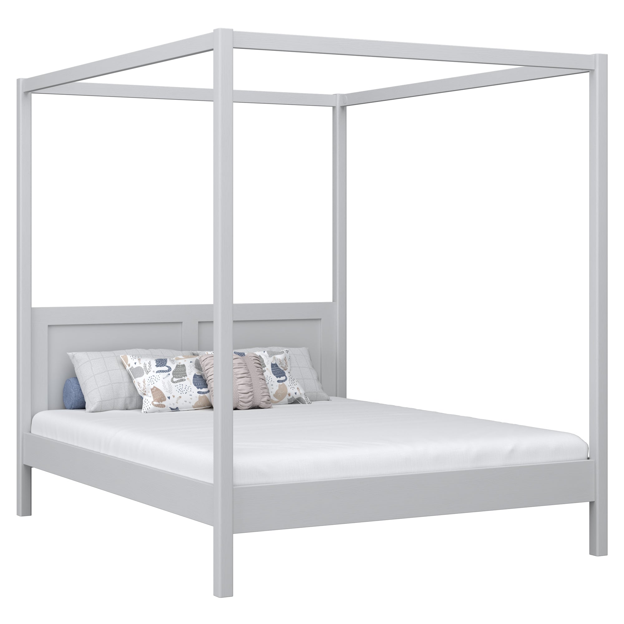 Lit double à baldaquin en bois gris – chambre, style scandinave