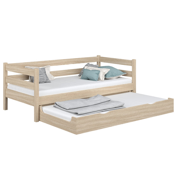 Sofa-lit avec tiroir pour matelas en chêne chêne blanchi – chambre d'enfant, scandinave