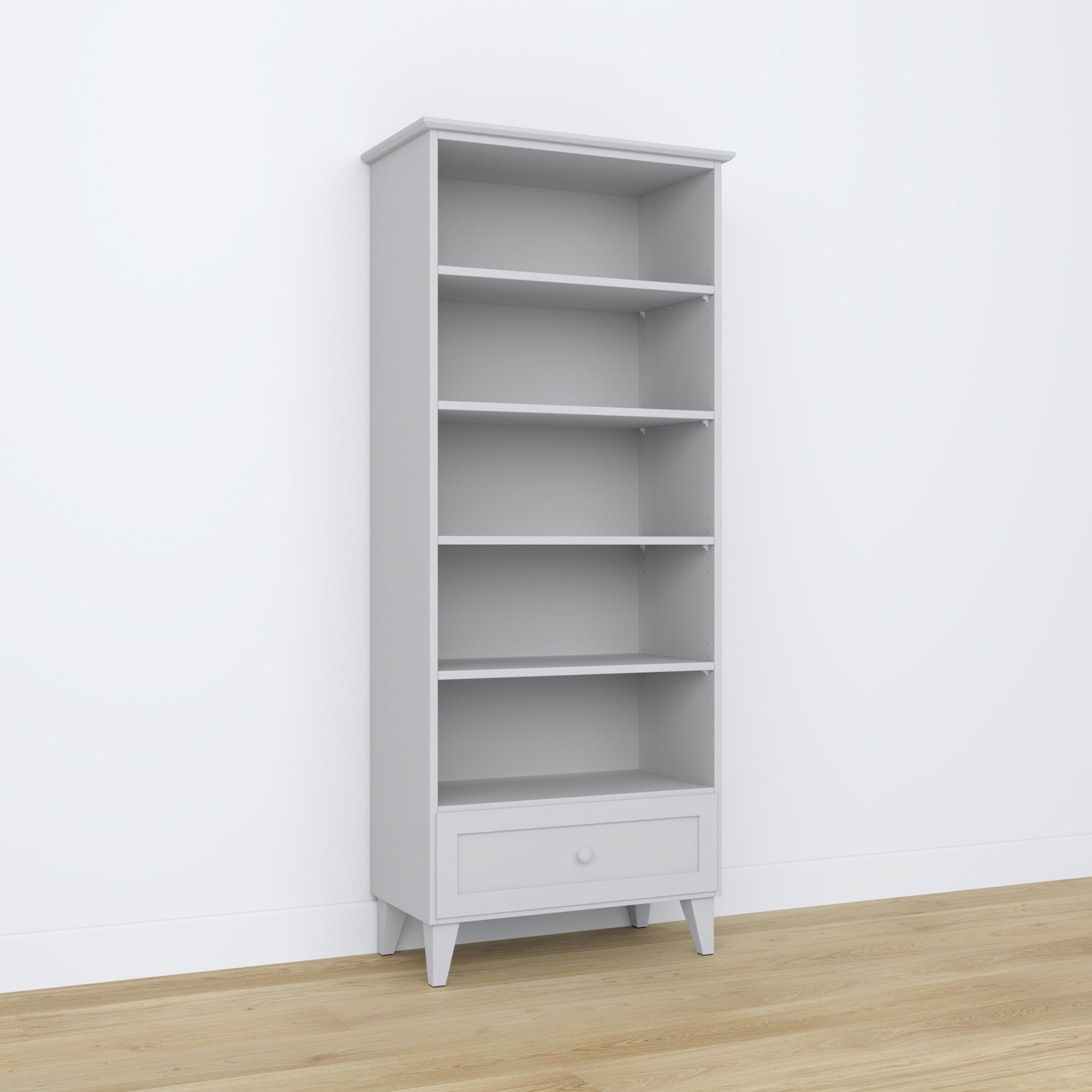 Étagère 1S 80 gris – en bois, pleine hauteur, vue frontale, Nizio