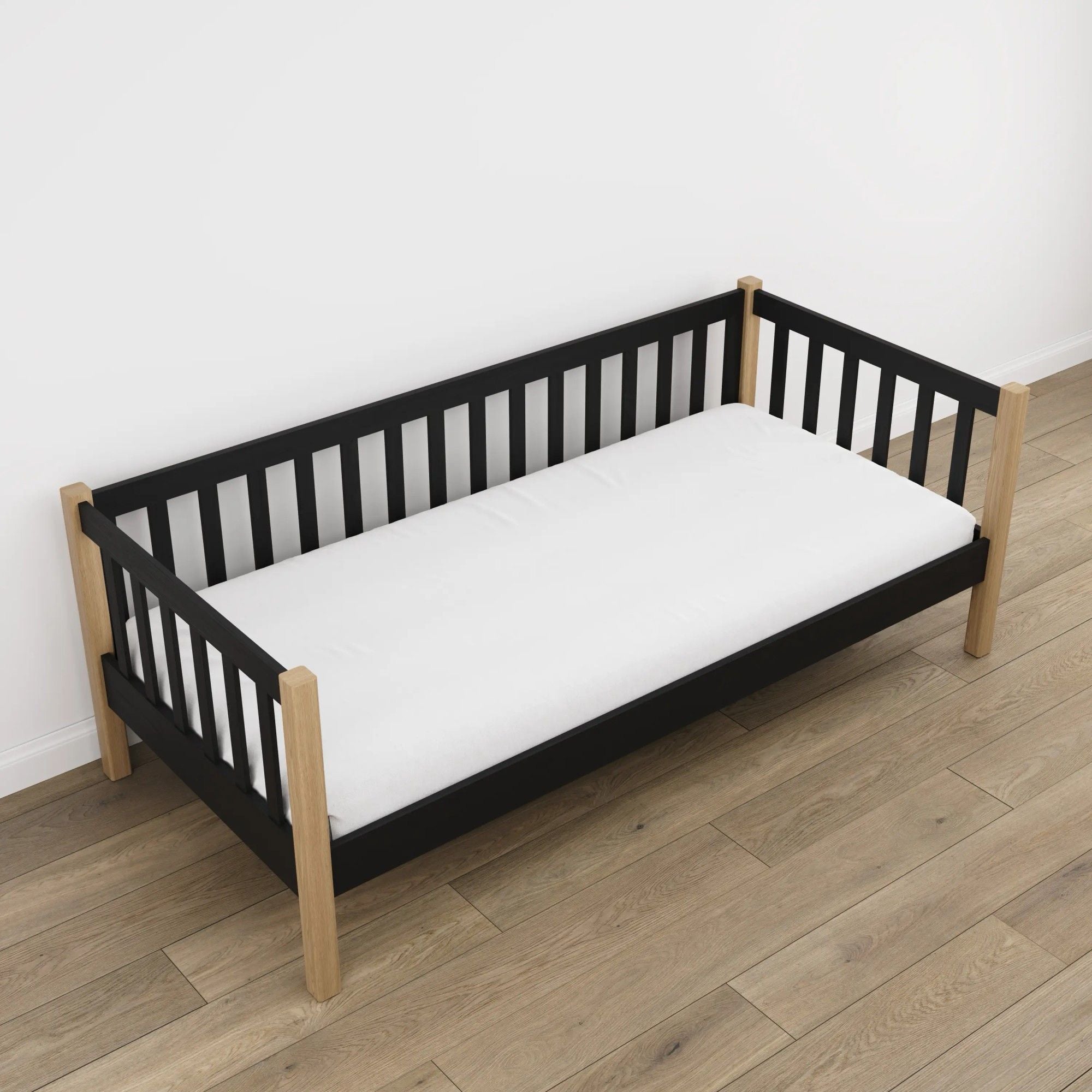 Łóżko sofa N03 czarny / dąb naturalny – dodatkowy widok, bezpieczna konstrukcja