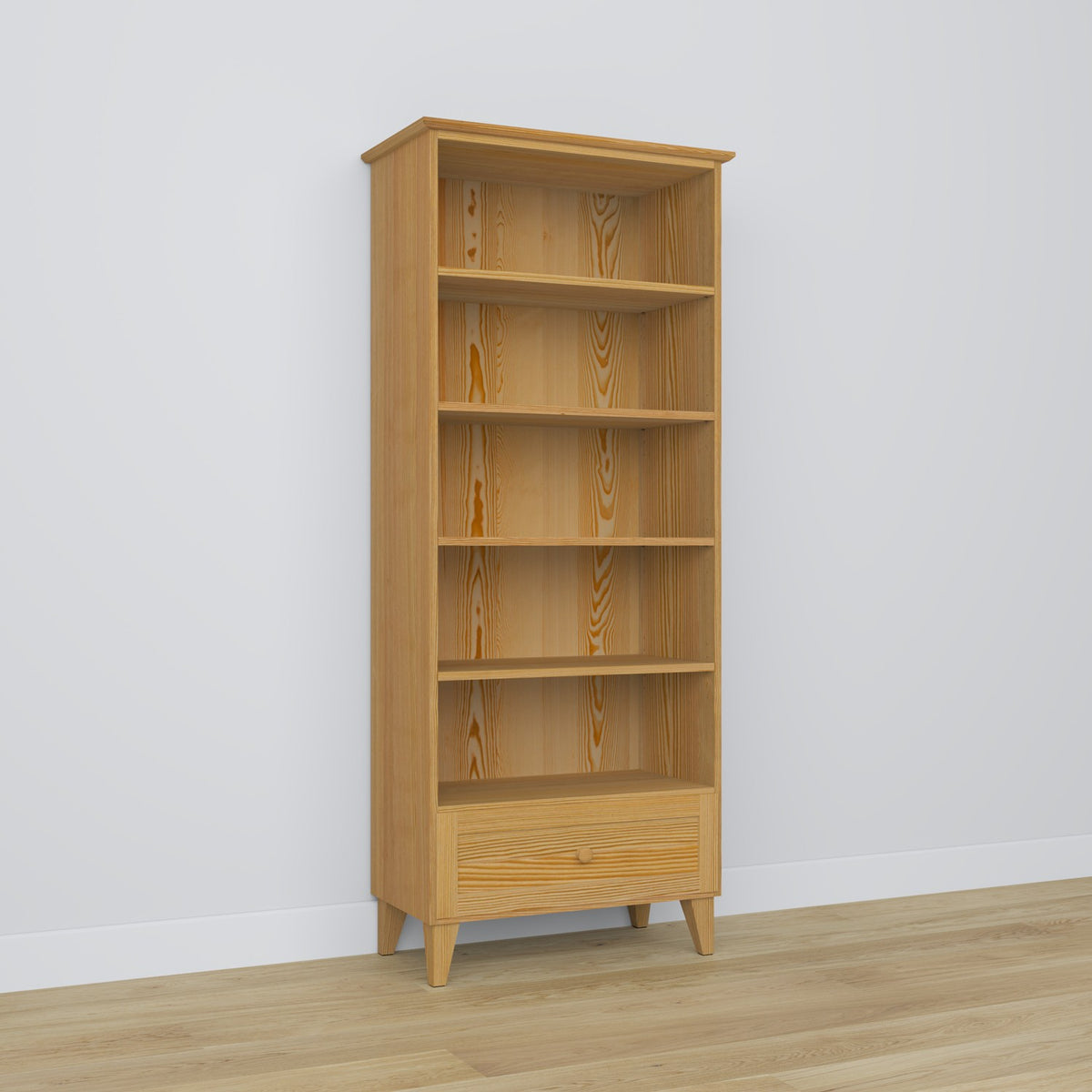 Étagère 1S 80 pin naturel – en pin, pleine hauteur, vue frontale, Nizio