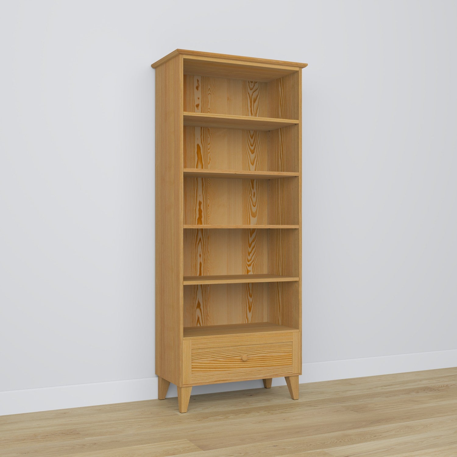 Étagère 1S 80 pin naturel – en pin, pleine hauteur, vue frontale, Nizio