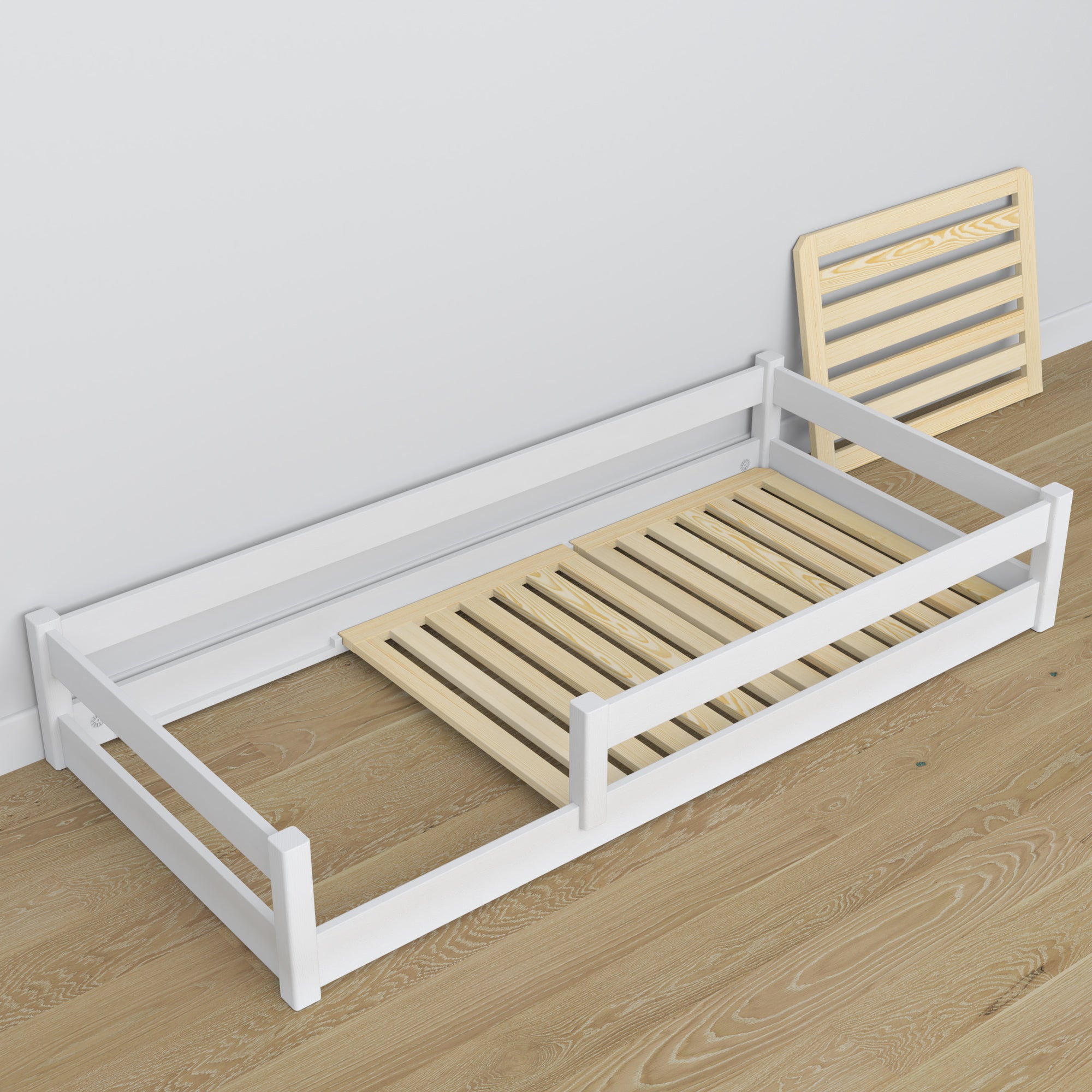 Lit bas blanc en bois – dimensions et schéma, Nizio