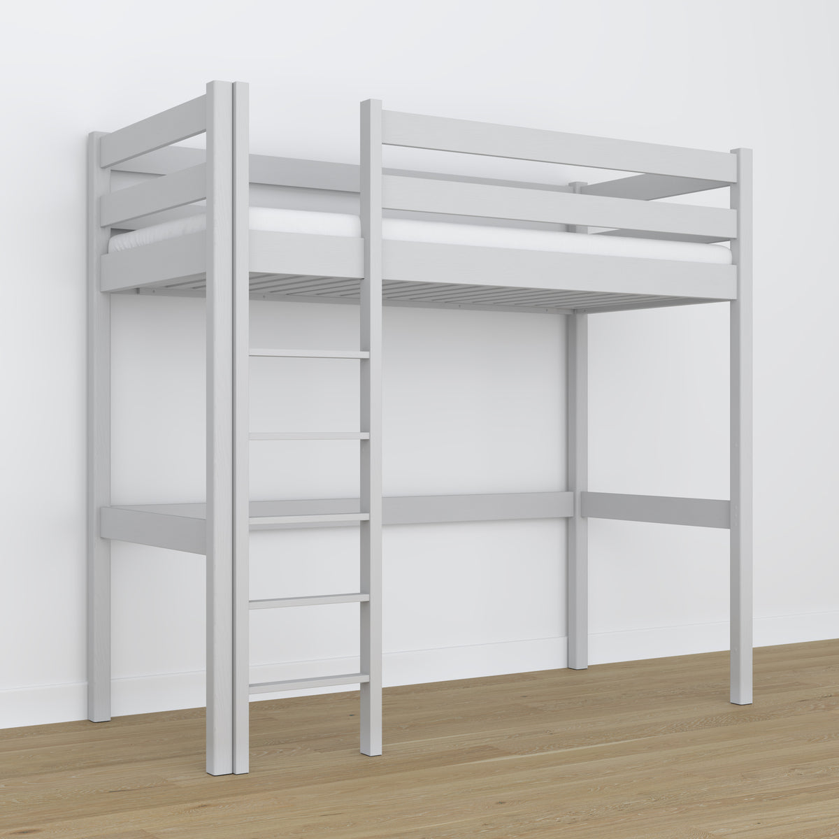 Lit mezzanine gris en bois – dimensions et schéma, Nizio