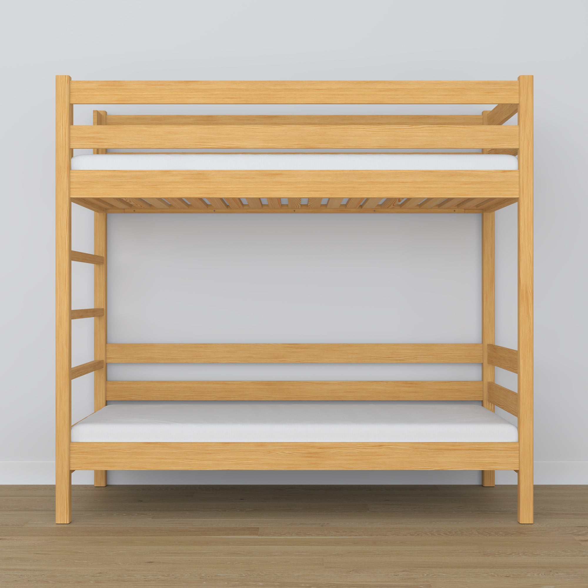 Lit superposé en bois pin naturel – sommier à lattes, durable assemblages de menuiserie