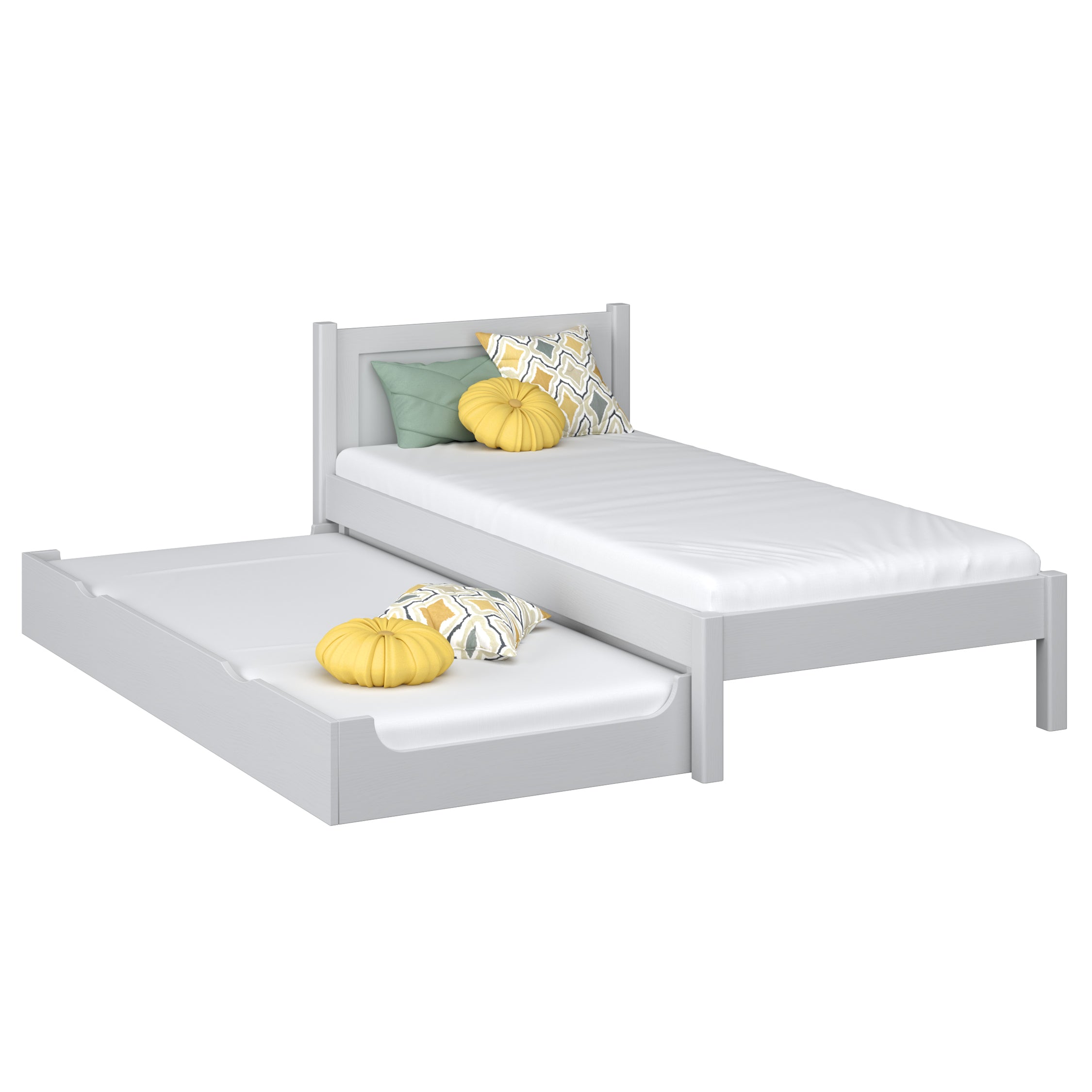 Lit avec tiroir pour matelas en bois gris – chambre d'enfant, scandinave Nizio