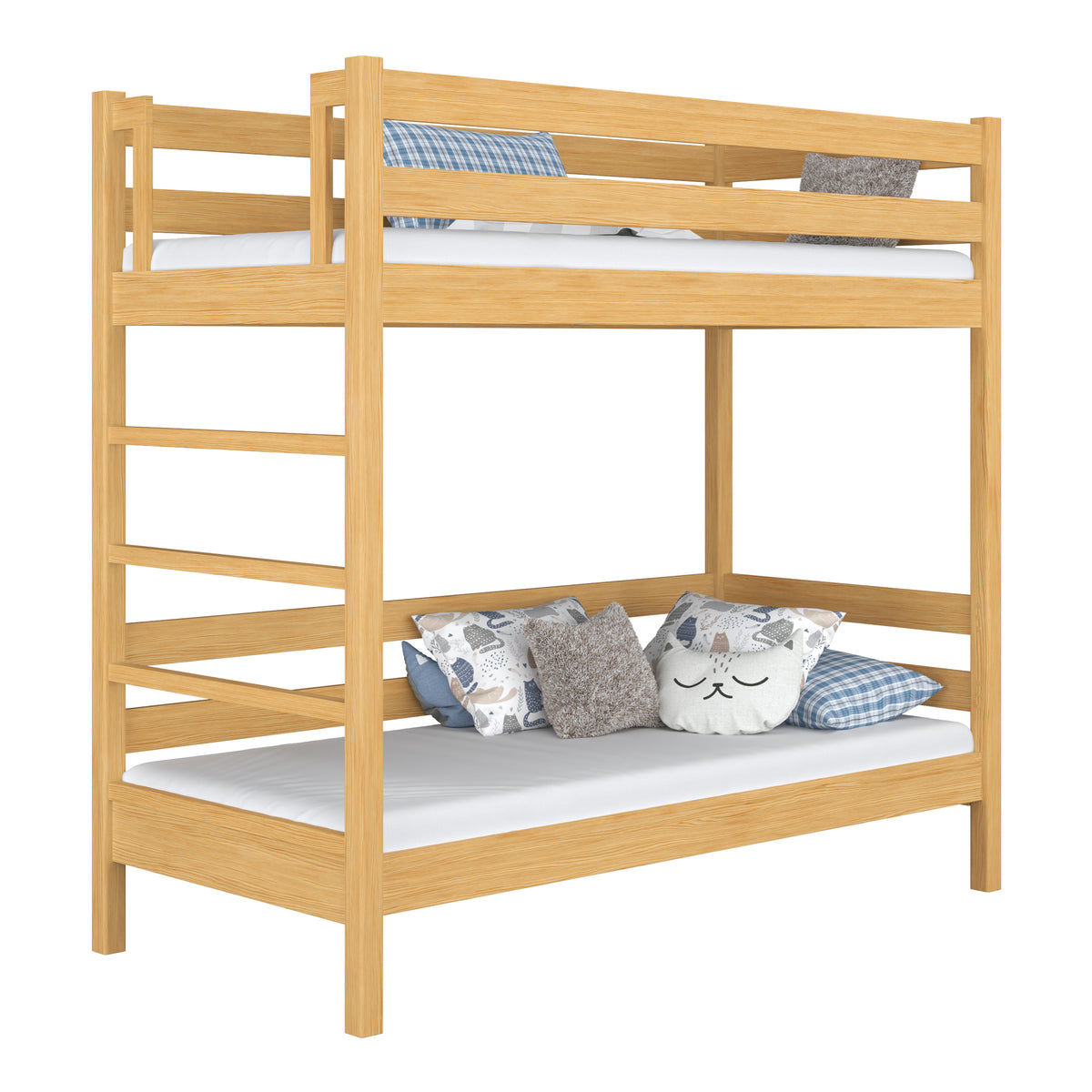 Lit superposé pin naturel dans la chambre d'enfant – décoration scandinave, en bois