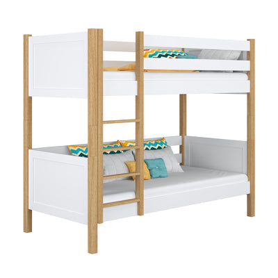 Lit superposé en bois blanc-chêne – chambre d'enfant, bois massif, style scandinave