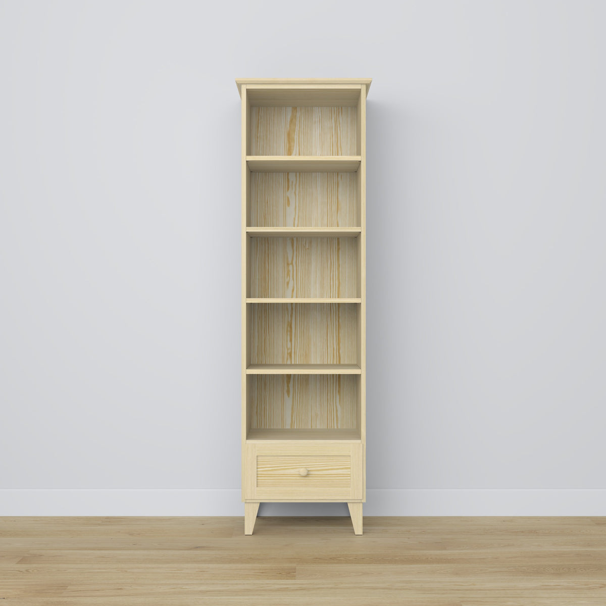 Bookcase with drawer pine clear pine 57 cm – living room and office, Scandinavian style