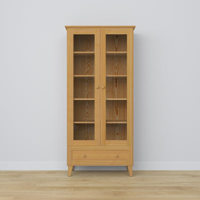 Display cabinet with drawer pine natural pine 90 cm – living room, Scandinavian style Nizio