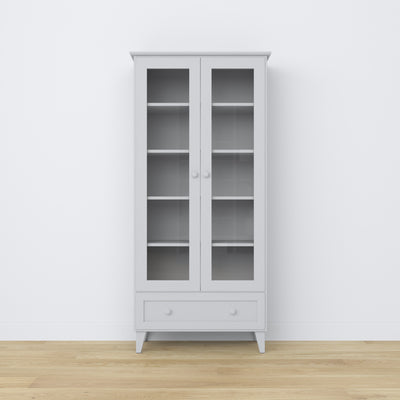 Display cabinet with drawer wooden grey 90 cm – living room, Scandinavian style Nizio