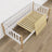 Sofa-lit en bois blanc avec chêne – vue en biais, style scandinave