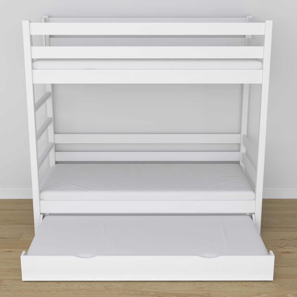 Lit superposé en bois blanc – dimensions et schéma z tiroir na matelas
