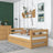 Łóżko sofa z szufladą na materac N01 sosna naturalna – dodatkowy widok, lite drewno sosnowe