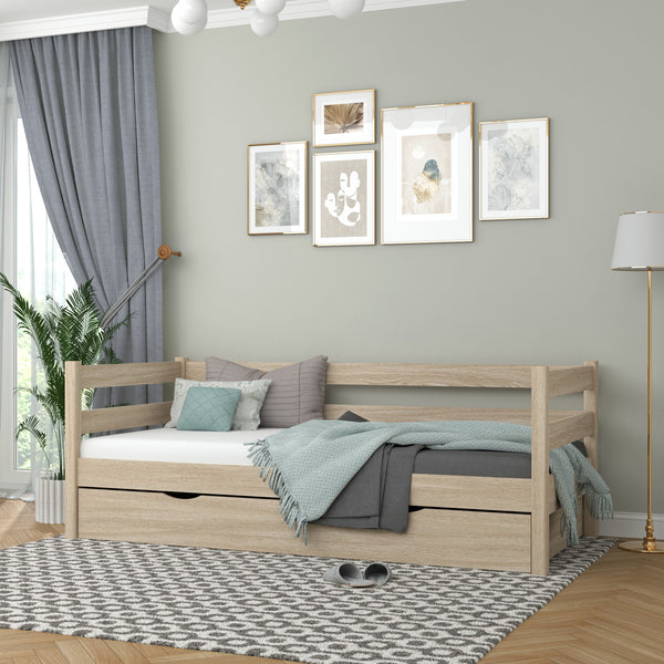 Oak sofa bed with drawer bleached oak – child’s room, scandi style Nizio