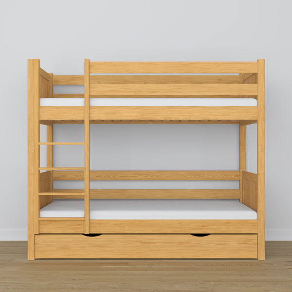 Lit superposé pin naturel z tiroir – barrière i échelle en bois, Nizio