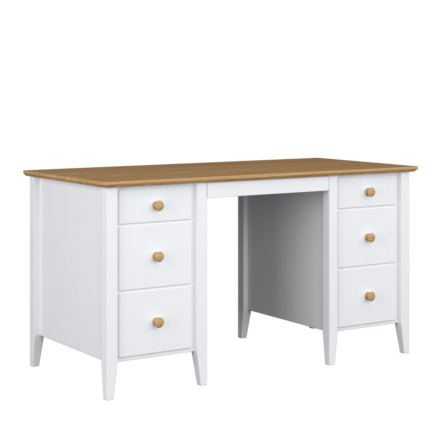 Wooden desk 6S Scandi white / natural oak