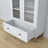 Display cabinet 1S wooden white with oak – open doors, shelves and drawer inside