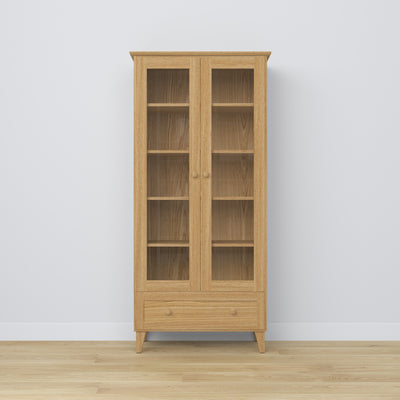 Display cabinet with drawer oak natural oak 90 cm – living room, Scandinavian style Nizio