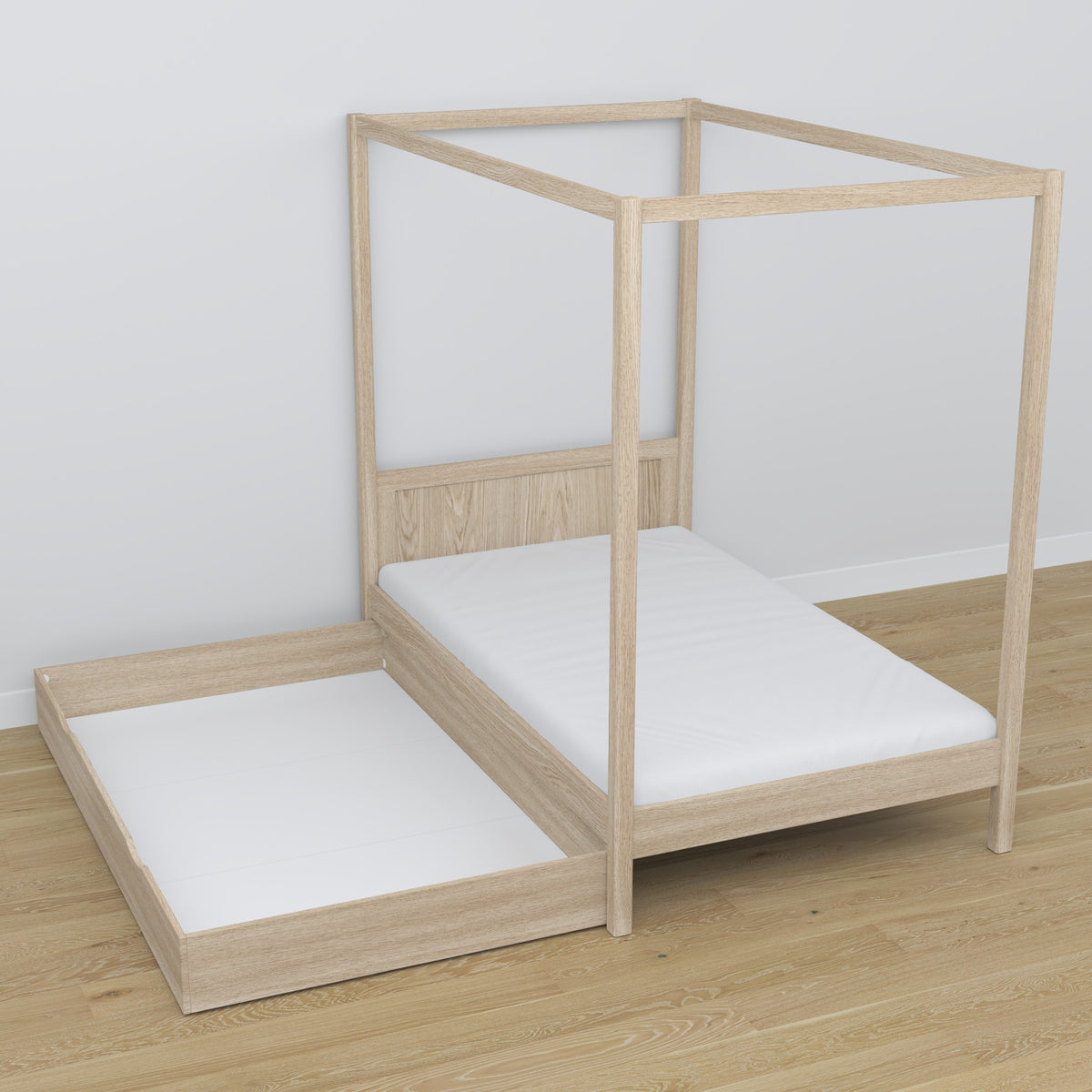 Oak canopy bed bleached oak – decorative frame, child’s room