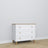 Commode 3S blanc avec chêne – en bois, szuflady fermé, vue frontale, Nizio