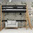 Lit mezzanine noir-chêne – échelle i barrière en bois, Nizio Home