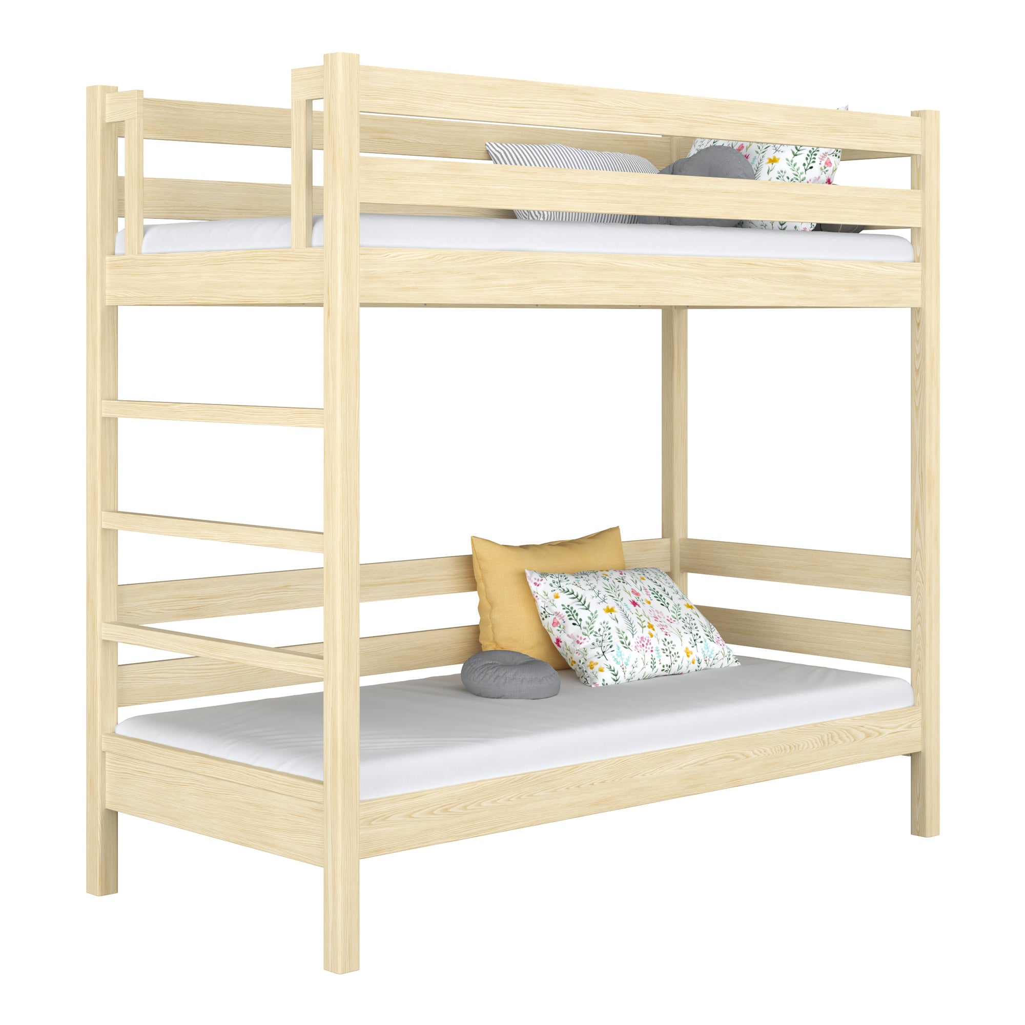 Lit superposé pin incolore – échelle i barrière ochronna en bois, Nizio Home