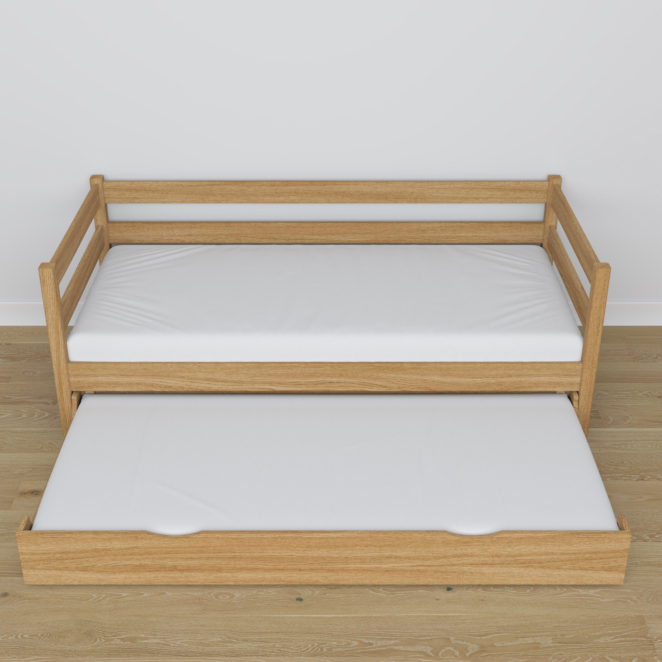 Łóżko sofa z szufladą na materac N01 dąb naturalny – dodatkowy widok, ekologiczne drewno