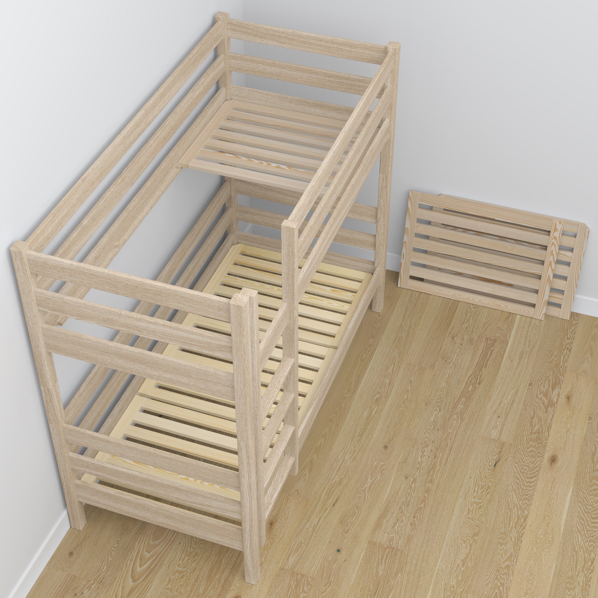 Lit superposé en chêne chêne blanchi z tiroir – décoration de chambre d'enfant scandinave