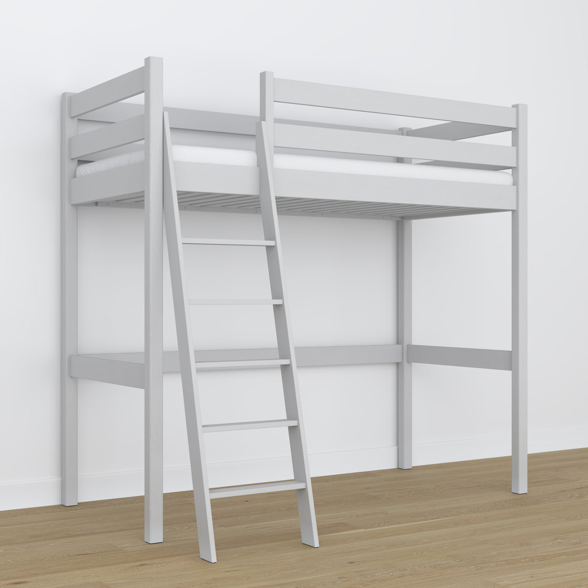 Lit mezzanine gris en bois – dimensions et schéma, Nizio