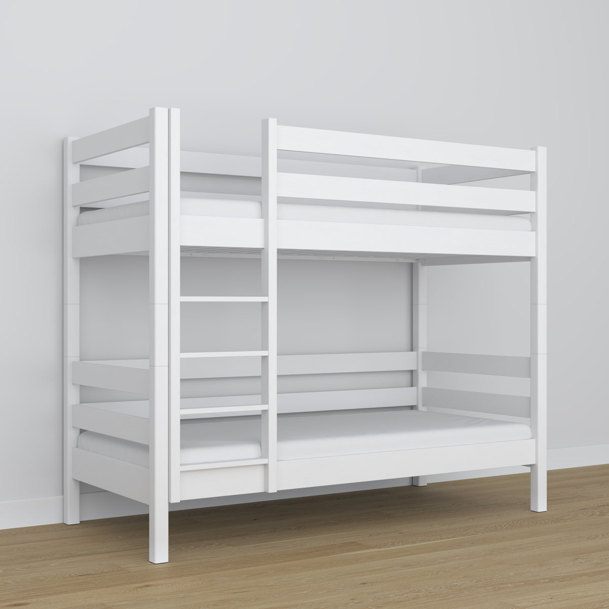 Lit superposé blanc en bois – vue de côté, Nizio Home